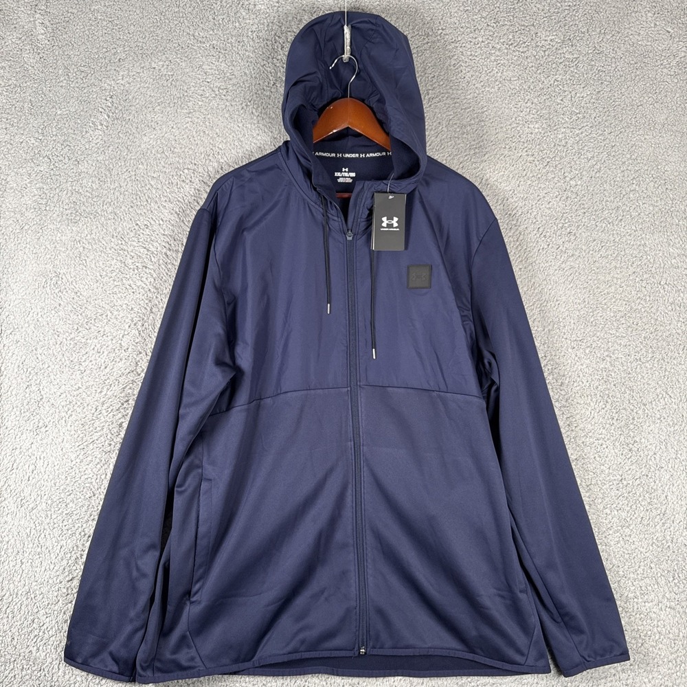 Under Armour Hoodie Jacket Mens 2XL Navy Blue Fleece Storm Water Repellent NEW